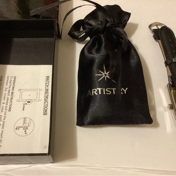 Vintage Artistry Watch NWT Silver Rectangular Watch w. Black Band needs battery - Picture 8 of 12